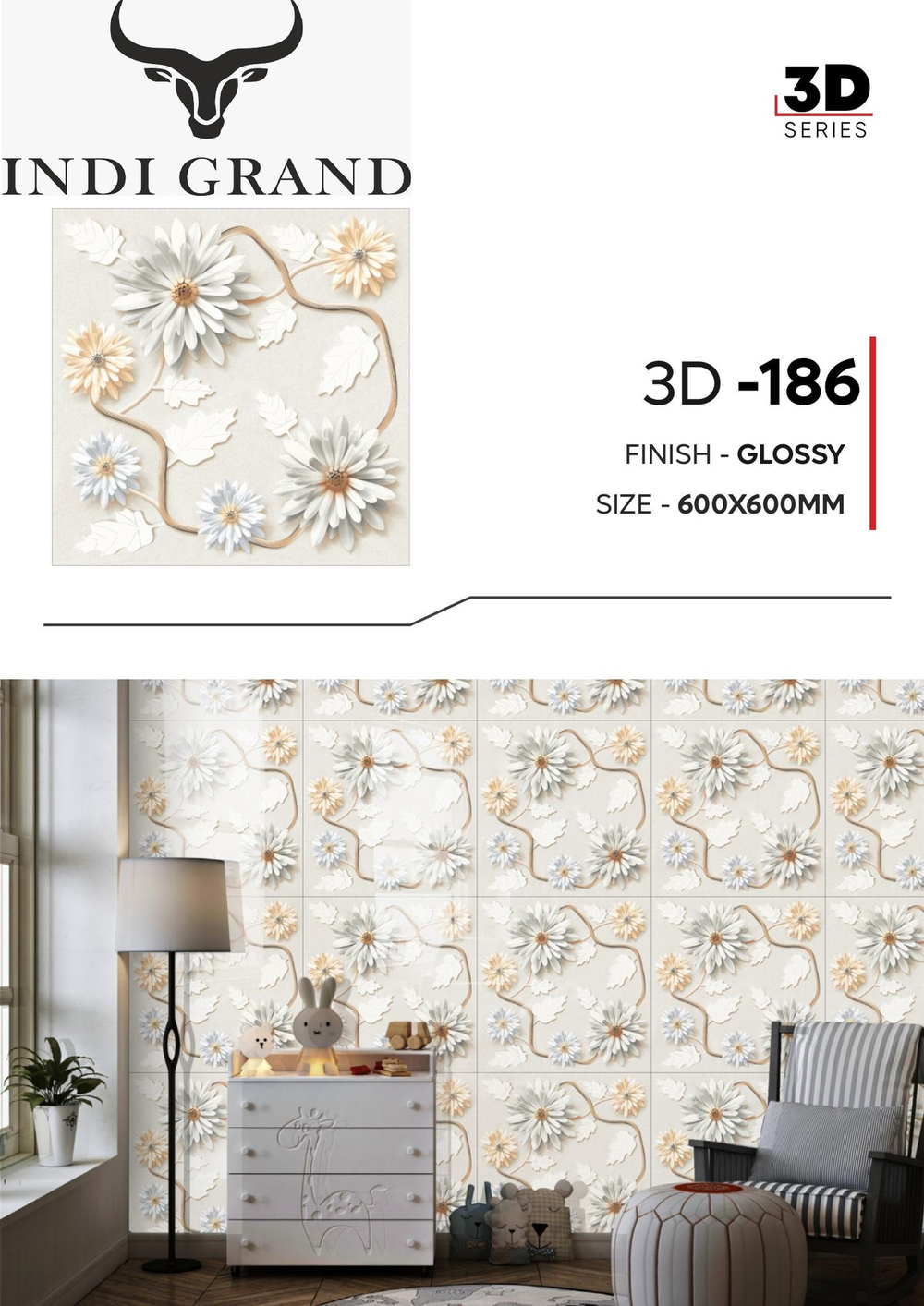 Керамогранит 3D 60х60 glossy - 186