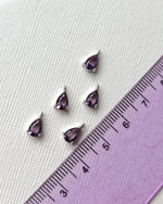 50307-фр Подвеска "Капля мини" с фианитом 10мм, фиолетовый, родий