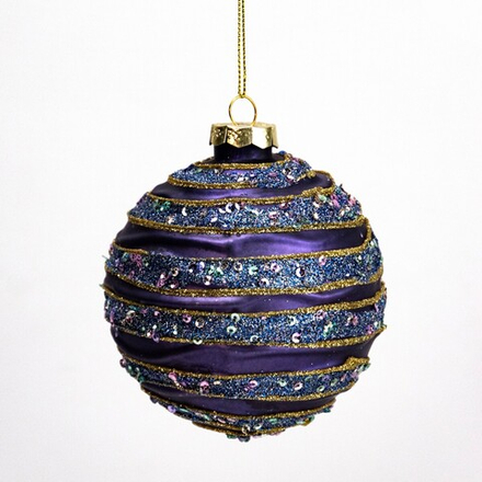 Елочное украшение Шар сиреневый стекло 10 см