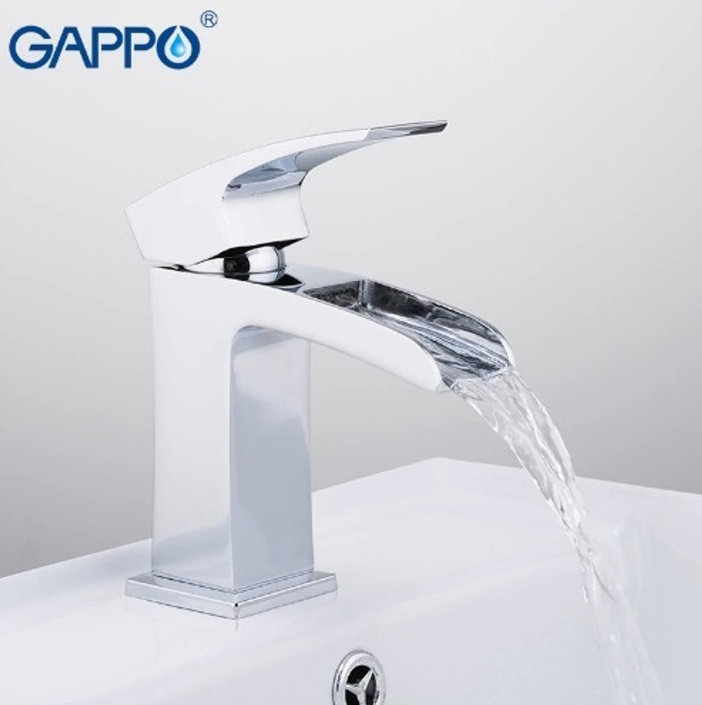 Смеситель для раковины GAPPO G1007-30 каскад ХРОМ-БЕЛЫЙ