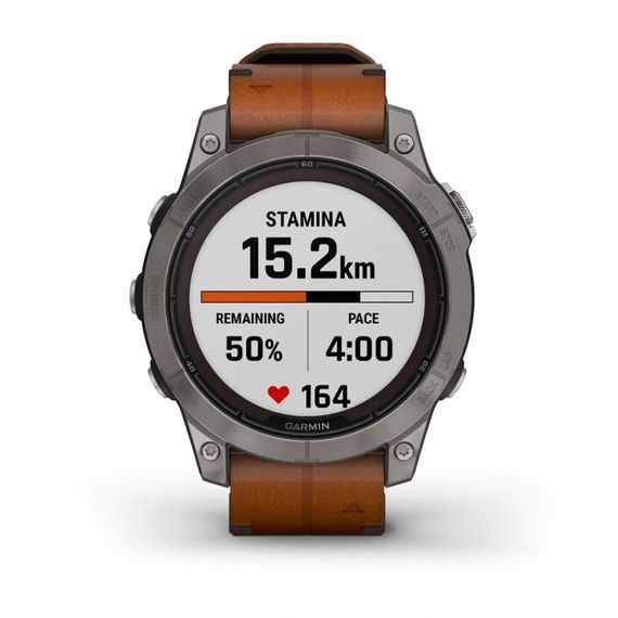 Garmin Fenix 7 Pro Sapphire Solar – титан, кожаный ремешок, премиальные умные часы