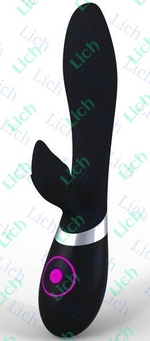 Чёрный вибратор Rabbit