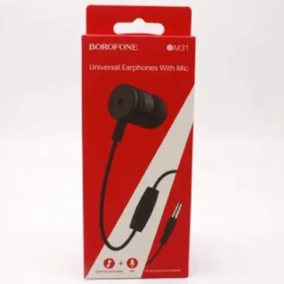 Гарнитура Borofone M31, вакуумные, разъем Jack, кабель 1.2 м Black