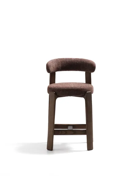 Полубарный стул Granite 65 см, коричневый шенилл, массив ясеня в цвете орех