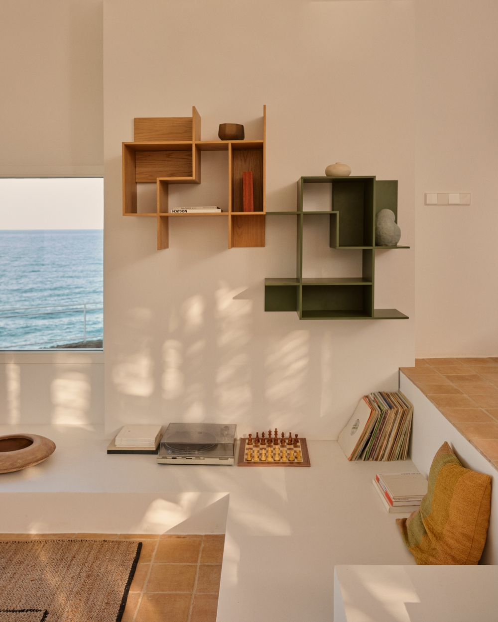 Модульный стеллаж Ina из МДФ с зелёным лаком 80 x 80 см