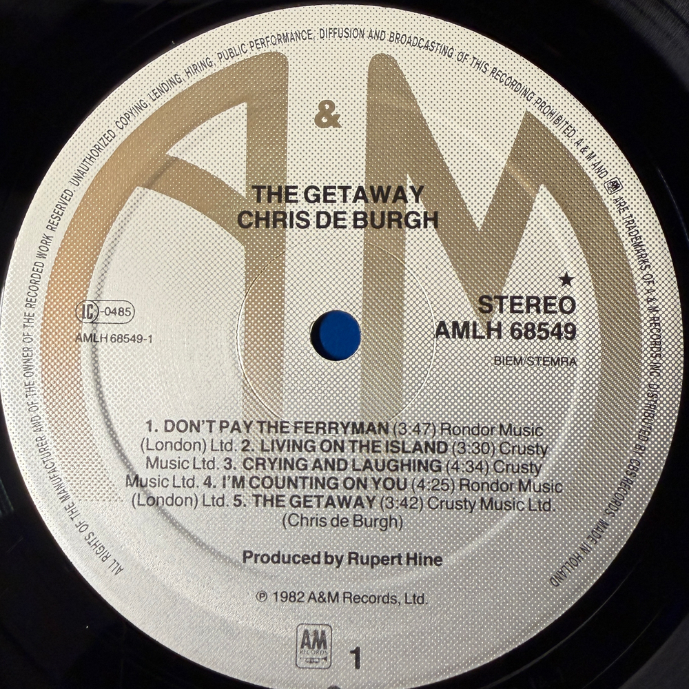 Chris de Burgh ‎– The Getaway (Голландия 1982г.)