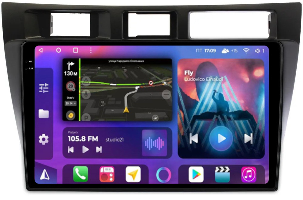 Магнитола для Toyota Mark II 110, Verossa 2000-2004 (вниз) - FarCar BM9-2K-9110 монитор 9.5" 2K QLED на Android 14, TS10, 4+32Гб, CarPlay, 4G SIM-слот