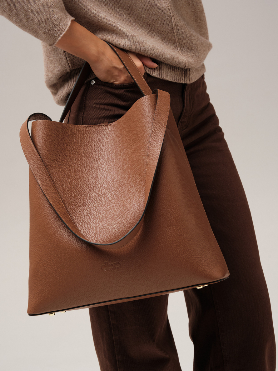 Кожаная сумка шоппер DBR 30948 темный орех