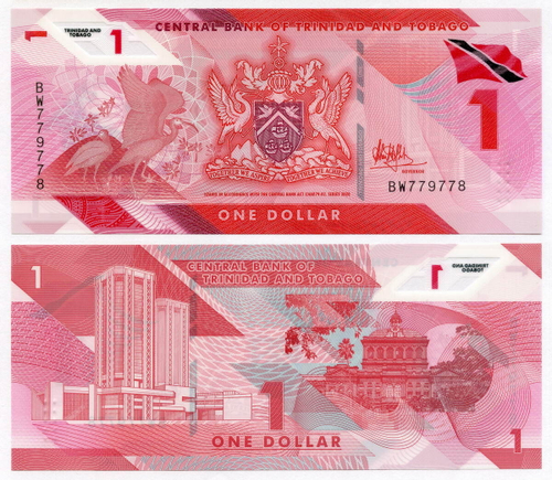 Банкнота Тринидад и Тобаго 1 доллар 2020 год. UNC (пластик)
