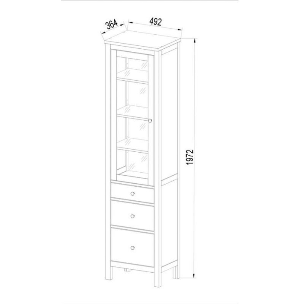 Шкаф с витриной для посуды Кантри 13 (белый лак), 49,2х197,2х36,4 см