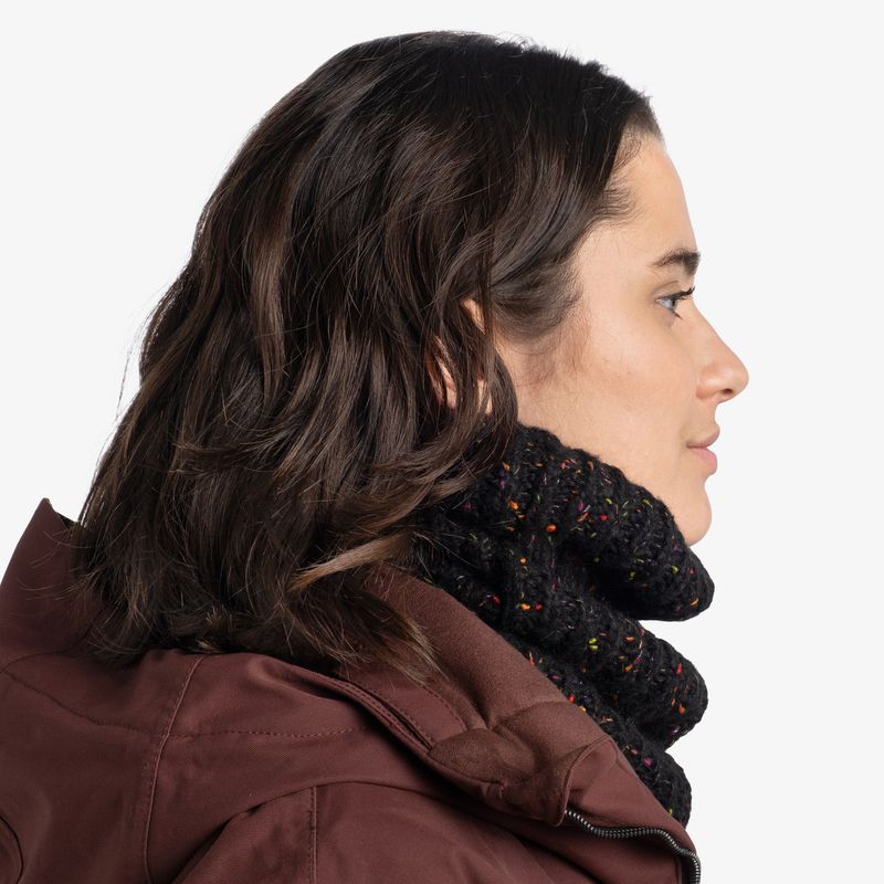 Вязаный шарф-труба с флисом Buff Neckwarmer Knitted Fleece Kim Black Фото 5