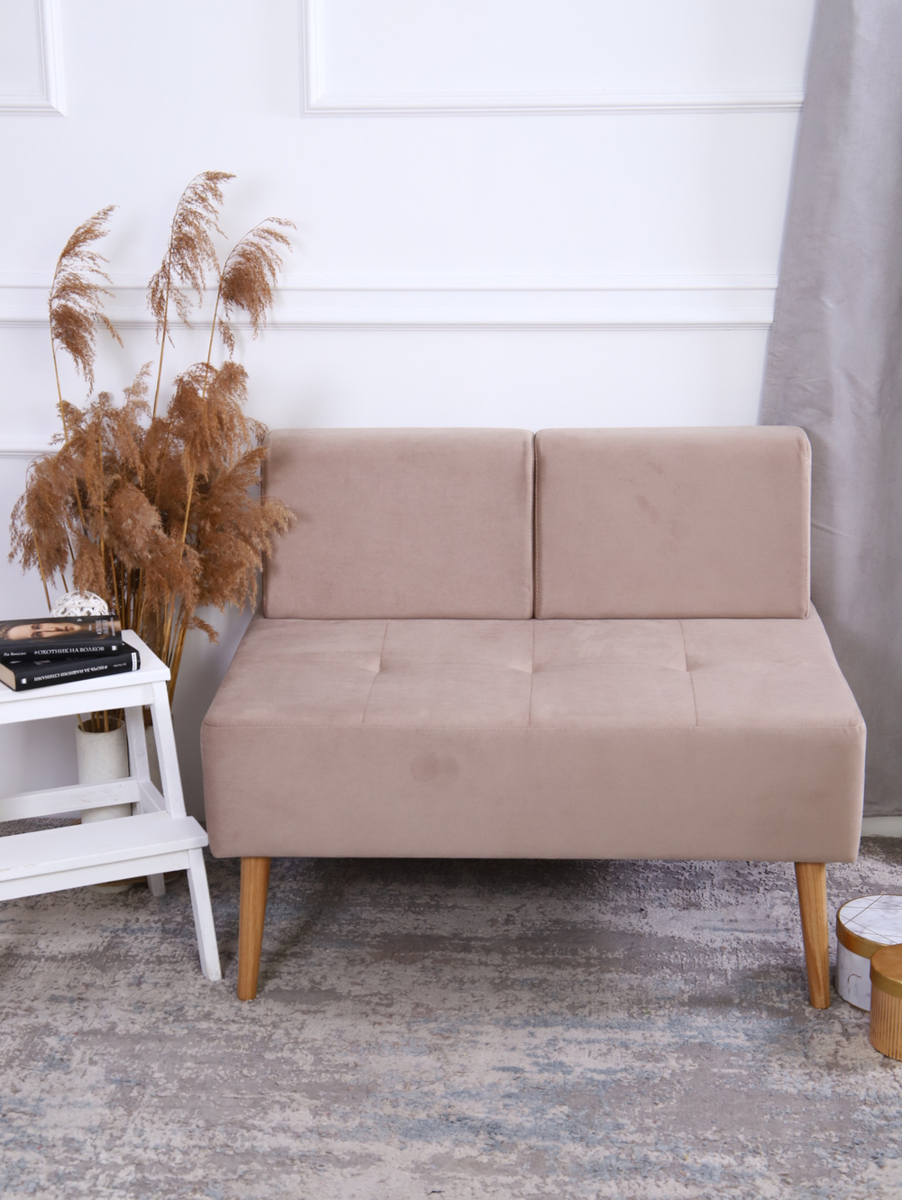 Диван "Twist" антивандальный велюр Beige. Для кухни, прихожей, салона красоты, офиса. 100х67х80 см