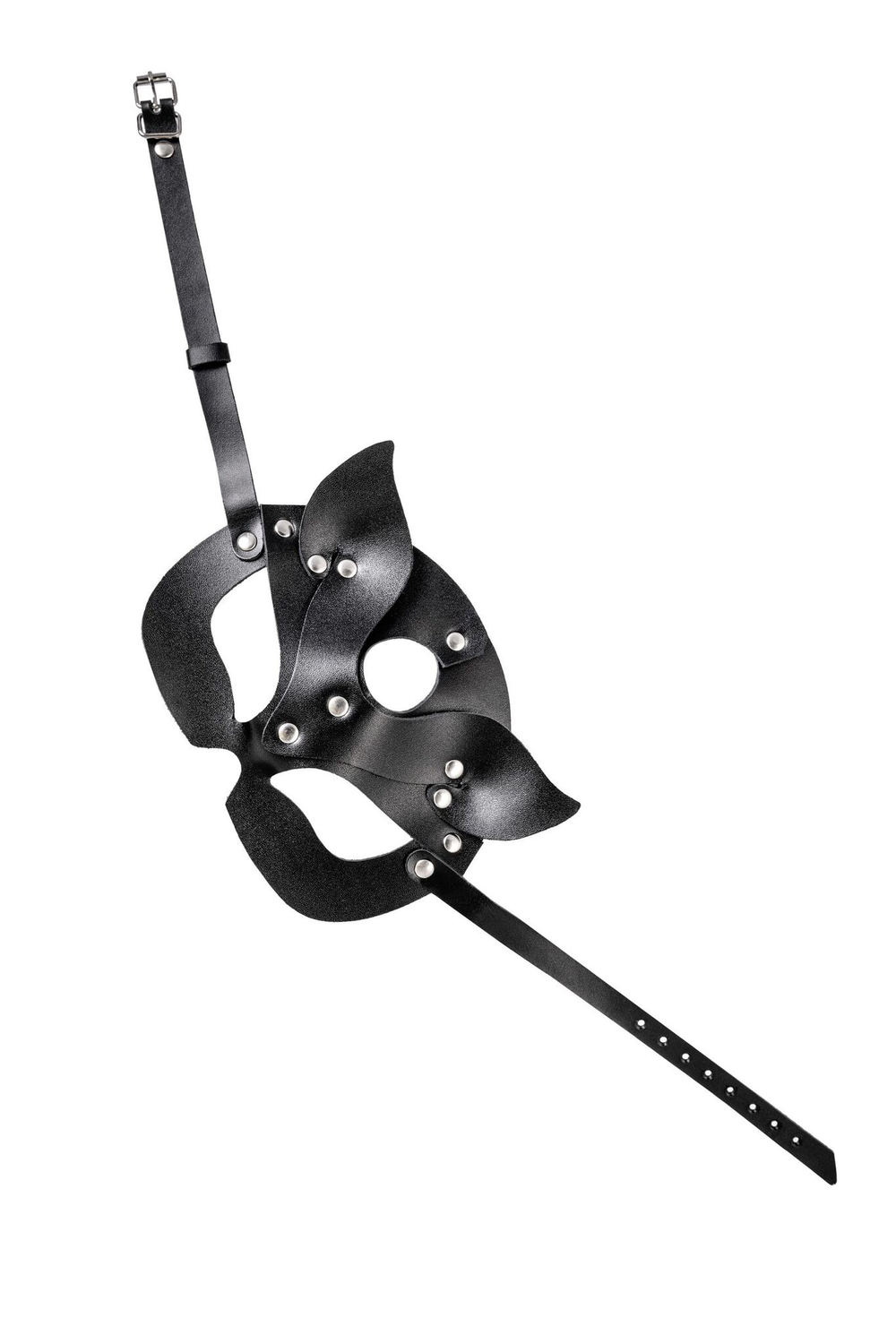 Черная кожаная рельефная маска кошки (Цвет: черный)