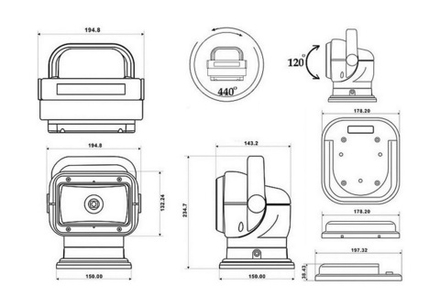 Прожектор с дистанционным управлением, белый корпус, галоген, брелок, модель 950