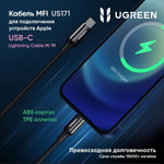Кабель Ugreen USB TypeC (F), USB TypeC (M) черный