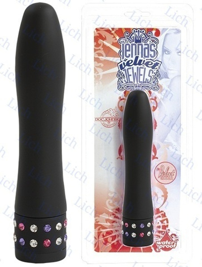 Черный вибратор VELVET JEWEL с кристаллами