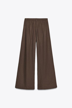 ZARA БРЮКИ ИЗ ЛЬНА, КОРИЧНЕВЫЙ