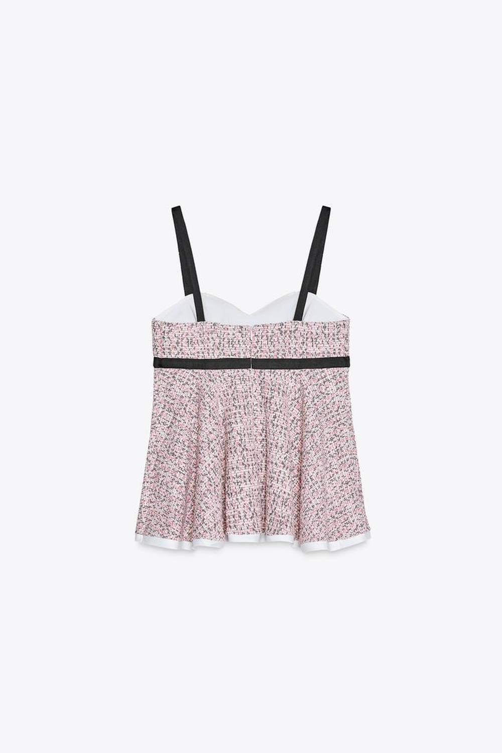 ZARA ТОП С КОНТРАСТНЫМИ ДЕТАЛЯМИ И РЕЛЬЕФНЫМ УЗОРОМ, РОЗОВЫЙ