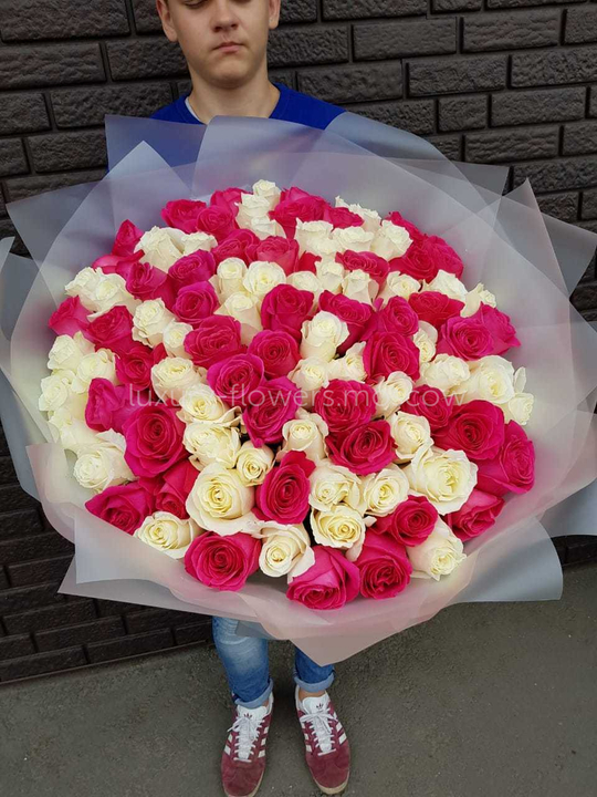 101 Белая и розовая роза Эквадор