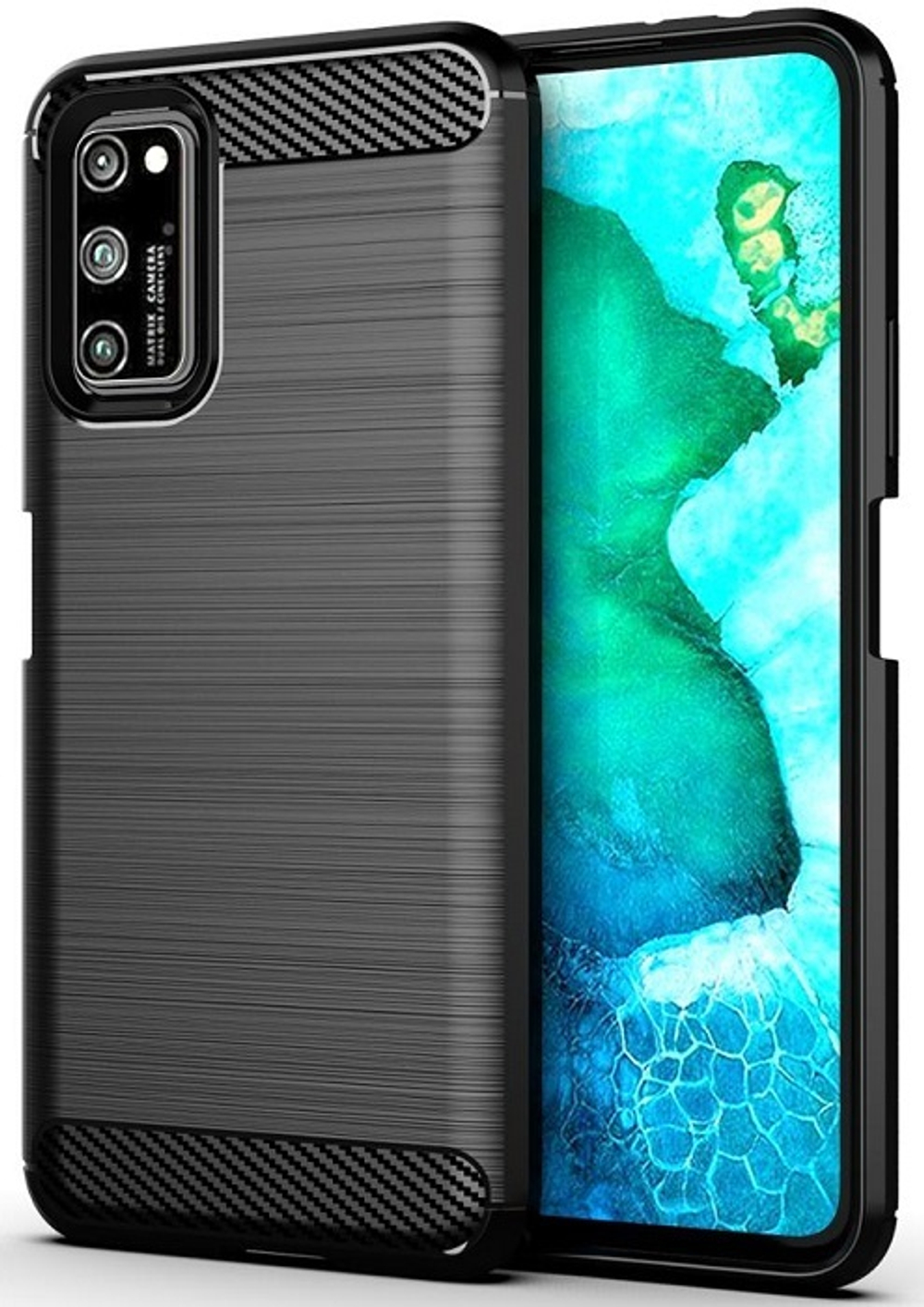 Чехол (клип-кейс) черного цвета для Huawei Honor V30 и V30 Pro, серии Carbon от Caseport