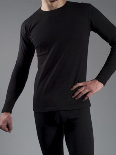 Мужская футболка с длинным рукавом из плотного трикотажа с начесом (Размер: M) (Цвет: черный)