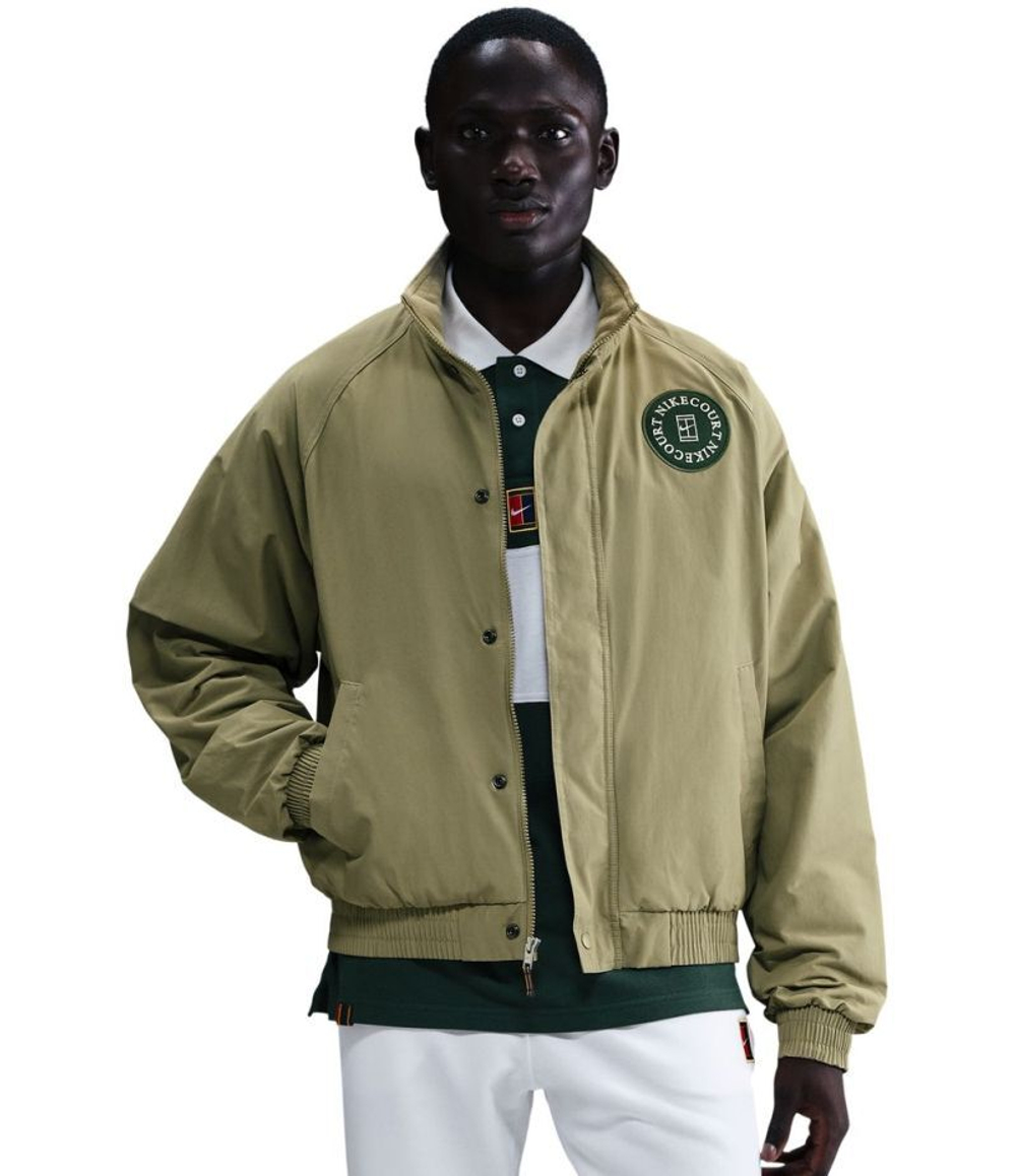 Мужская теннисная куртка Nike Court Heritage - neutral olive/fir