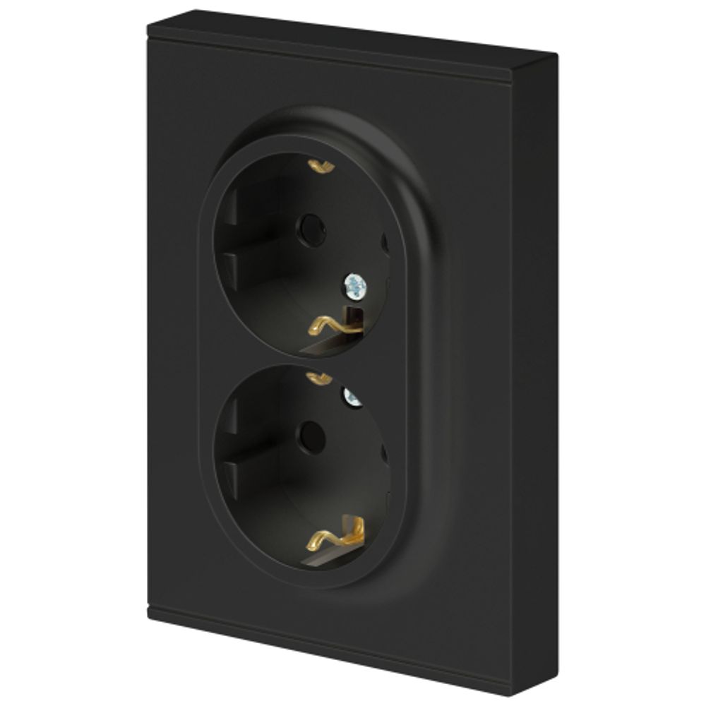 Розетка ЭРА Arktik 16-2104-05 двойная с заземлением 2X2P+E Schuko 16А-250В антрацит | Эра Arktik