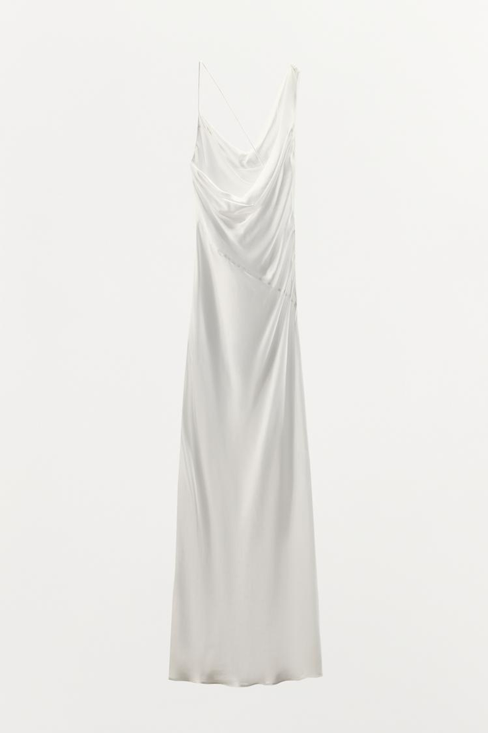 ZARA АТЛАСНОЕ ПЛАТЬЕ С ОТКРЫТОЙ СПИНОЙ, СВЕТЛЫЙ ЭКРЮ