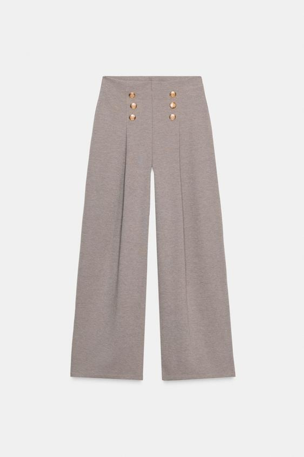 ZARA БРЮКИ ИЗ САРЖИ С ПУГОВИЦАМИ, СЕРО-КОРИЧНЕВЫЙ