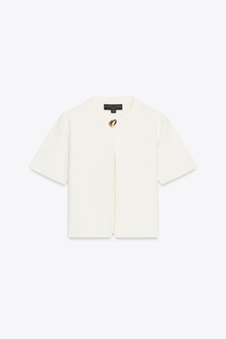 ZARA КАРДИГАН С КОРОТКИМИ РУКАВАМИ, ЭКРЮ