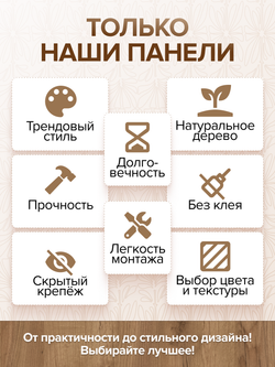 Декоративные самоклеющиеся панели для стен "Листья", Табак на черном