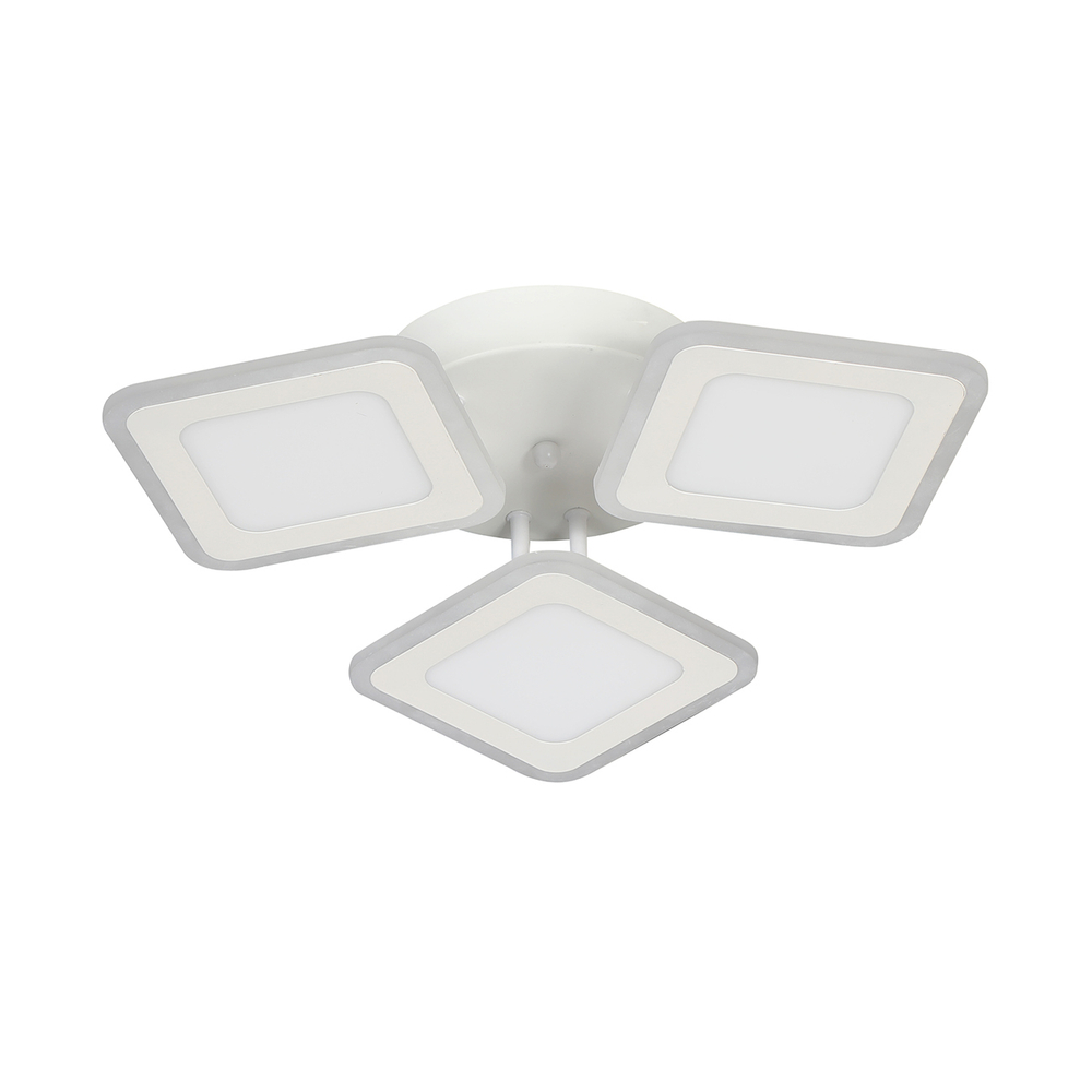 Потолочный светодиодный светильник 56Вт, 4578лм, 3000-6000K, Ra>80, плавная регулировка мощности, изменение цветовой температуры, пульт, металл/акрил, белый