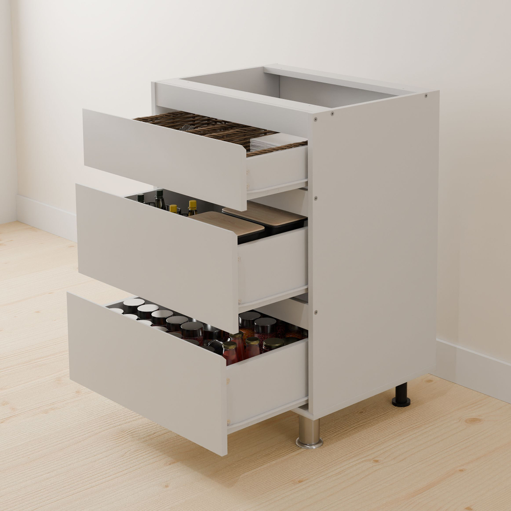 Кухня Севилья 340 см без столешницы (12 модулей), белый ЛДСП / массив дуба