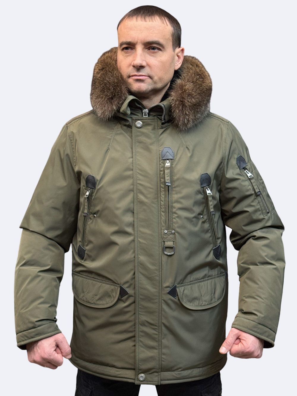 Пуховик зимний хаки