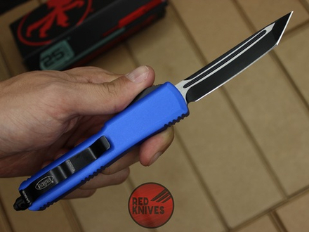 Нож Microtech Ultratech T/E - синяя рукоять, танто черный клинок + запчасти RK-377
