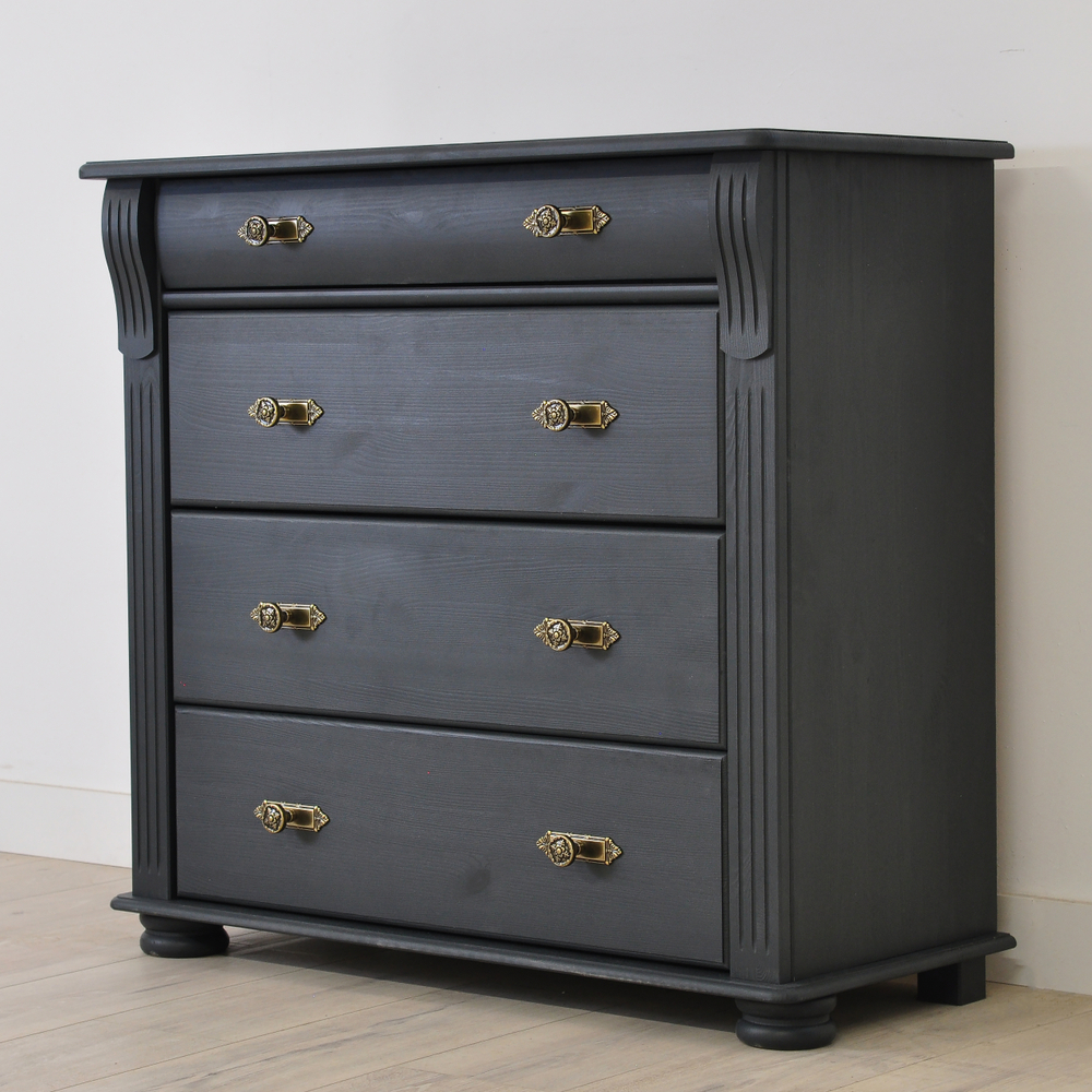 Комод 91х42х85, Susanna, с ящиками для одежды, в прихожую, спальню, гостиную, деревянный, массив сосны, серый, Dipriz