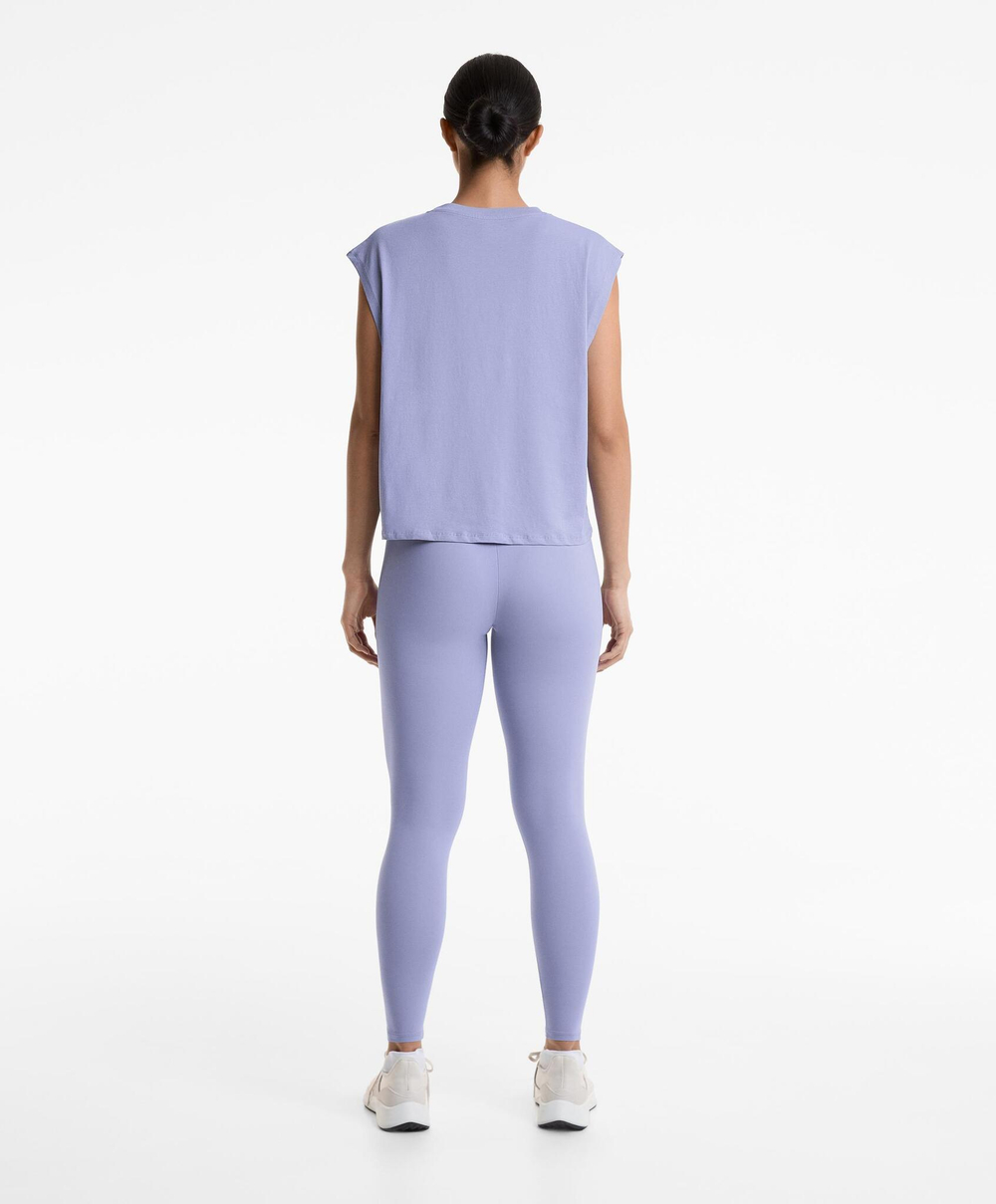 Oysho Топ без рукавов из смесового хлопка, лавандовый