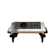 Блок розеток 47 п/автомат (1 EURO + 2 USB-A) Серый металлик