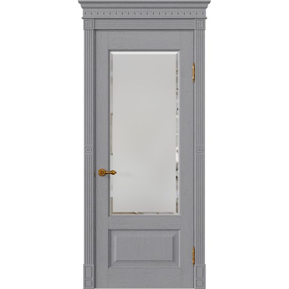 Межкомнатная дверь массив дуба Viporte Классика 1 серый жемчуг остеклённая