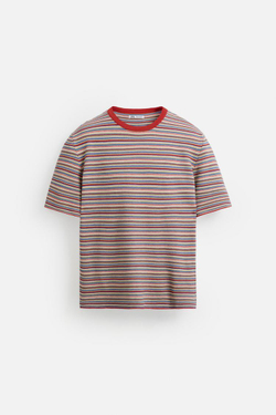 ZARA ТРИКОТАЖНАЯ ФУТБОЛКА В ПОЛОСКУ, РАЗНОЦВЕТНЫЙ