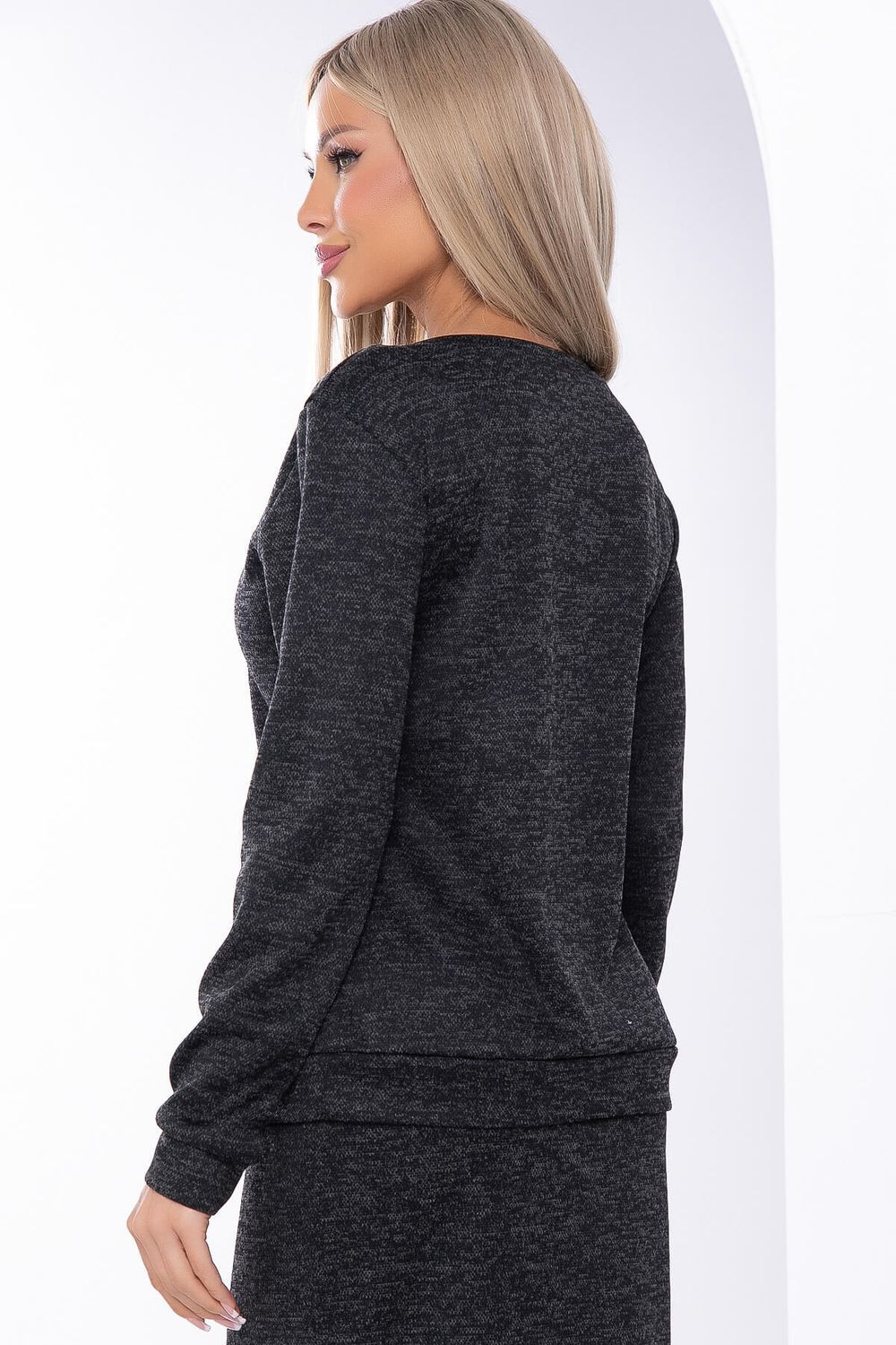 Джемпер с аппликацией (черный меланж) Б8334 LT Collection