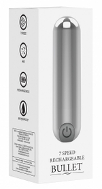 Серебристая перезаряжаемая вибропуля 7 Speed Rechargeable Bullet - 7,7 см. (Цвет: серебристый)