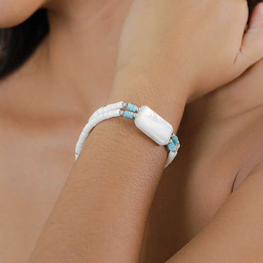 Браслет Nature Bijoux, Milos, с перламутром, окрашенным говлитом и костью, NB26.1-13-44521 (белый)