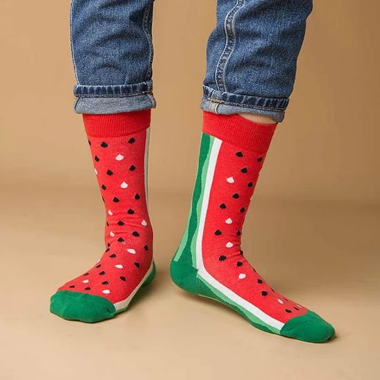 Носки "Сочный арбуз", р-р 35-39 (красный/зеленый)