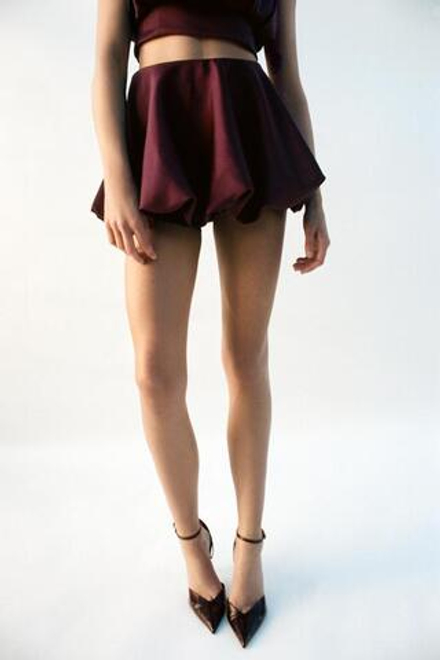 ZARA ЮБКА-ШОРТЫ БАЛЛОН, ВИННЫЙ