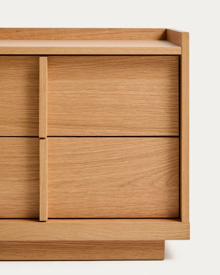 Прикроватная тумба Onix, 2 ящика, шпон дуба натурального цвета