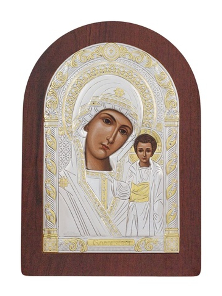 Казанская БМ, икона арочная, красное дерево  75х103