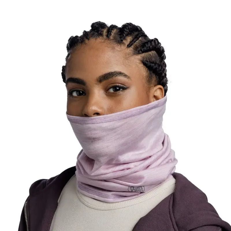 Тонкий шерстяной шарф-труба Buff Merino Lightweight Lilac Sand Фото 4
