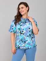 Пижама с бриджами КДк-693/сероголубой-абстракция