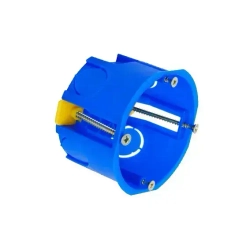 Коробка подрозетник установочная одноместная, Smartbuy Electric 68x45 круглая для монтажа в гипсокартон и полых стен с лапками IP20 синяя (комплект из 10 шт.)